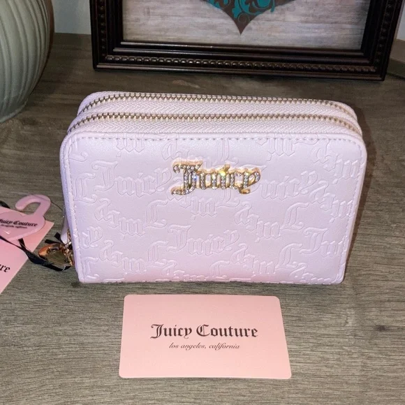 Juicy Couture Double Zip Around Wallet - Powder Blush with Bling - Picture 12 of 13